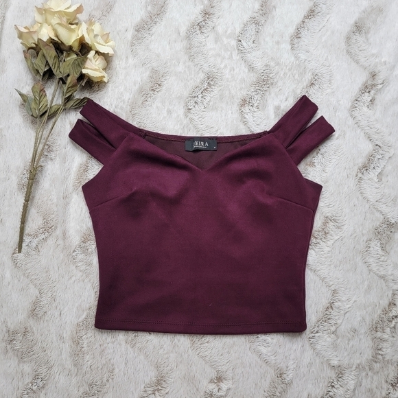 Akira Purple Strappy Shoulder Soft Crop Top Size M - Picture 1 of 11